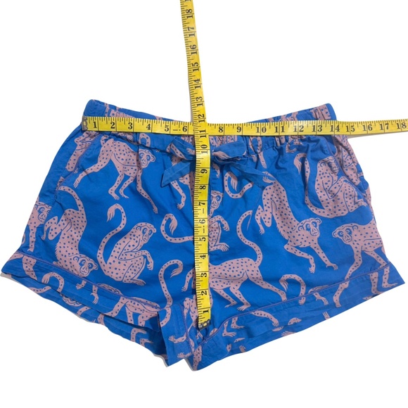 Desmond & Dempsey Monkey Pajama Short Set Chango Blue/Pink Size Large - Picture 12 of 16